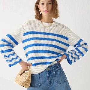 J Crew Textured Pullover Striped Sweater